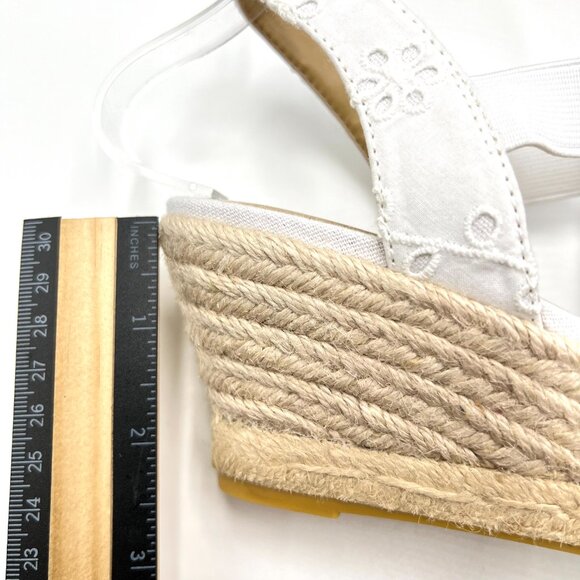 Talbots Womens Size 8 White Eyelet Espadrilles Wedges Heels Shoes - Picture 11 of 13